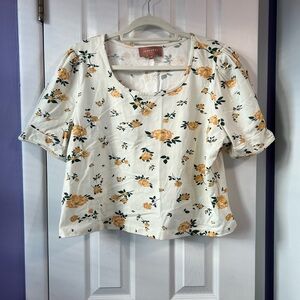 JessaKae top size 3x cream with yellow flowers